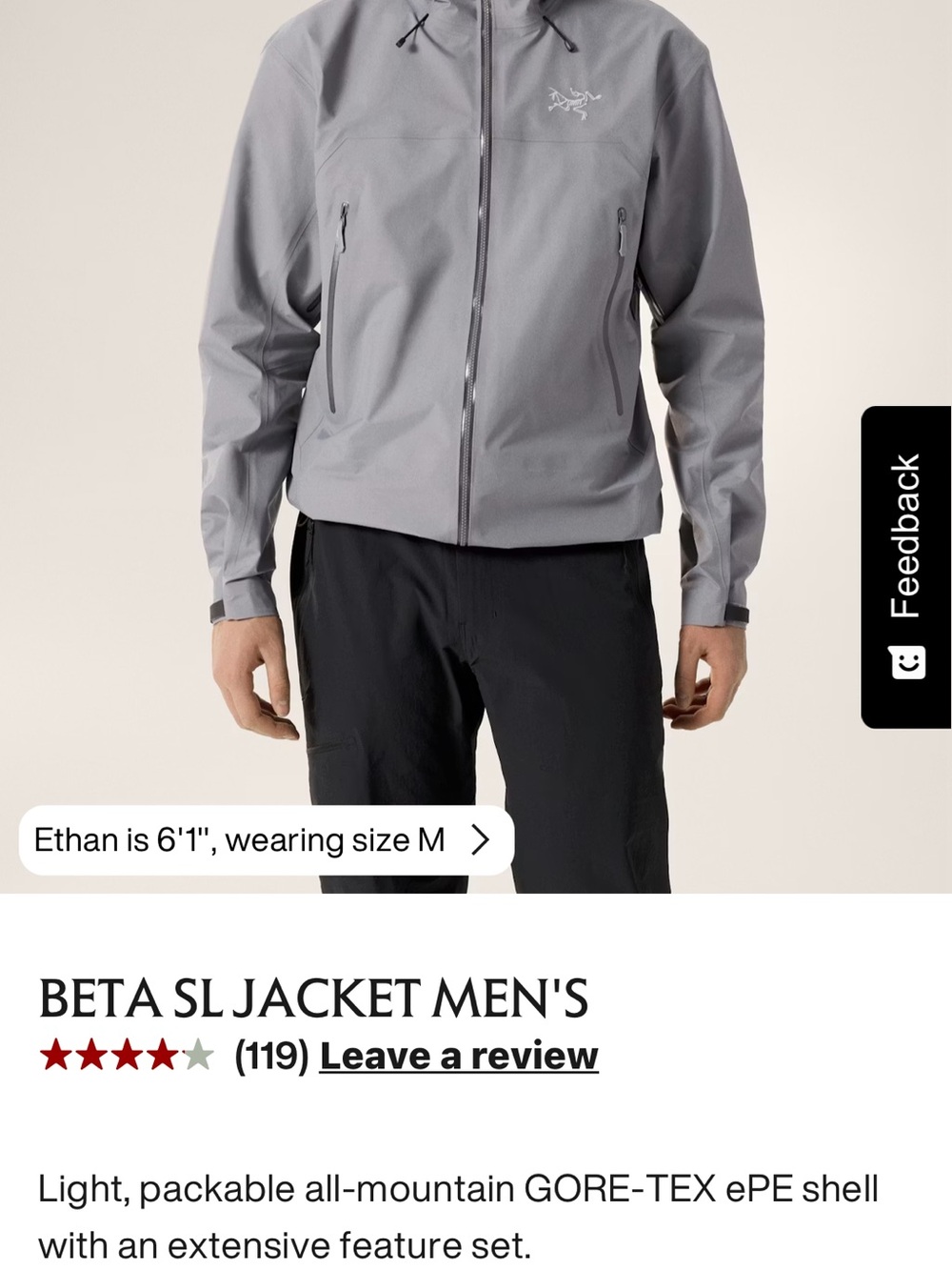 Arc'teryx Men's Light Gray Performance Jacket